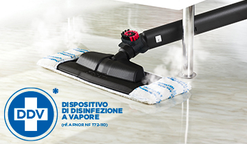 Polti Vaporetto Pro 100_Eco Power: brosse utilisée sur un sol en céramique