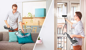 Polti Vaporetto Style nettoyer les fenêtres et rafraîchir les coussins