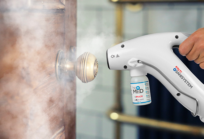 Polti disinfezione a vapore maniglia di una porta