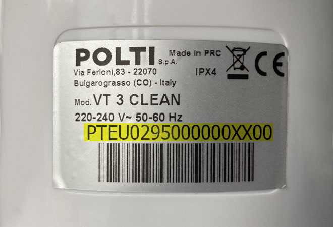 Immagine di esempio dell'etichetta con il numero di serie